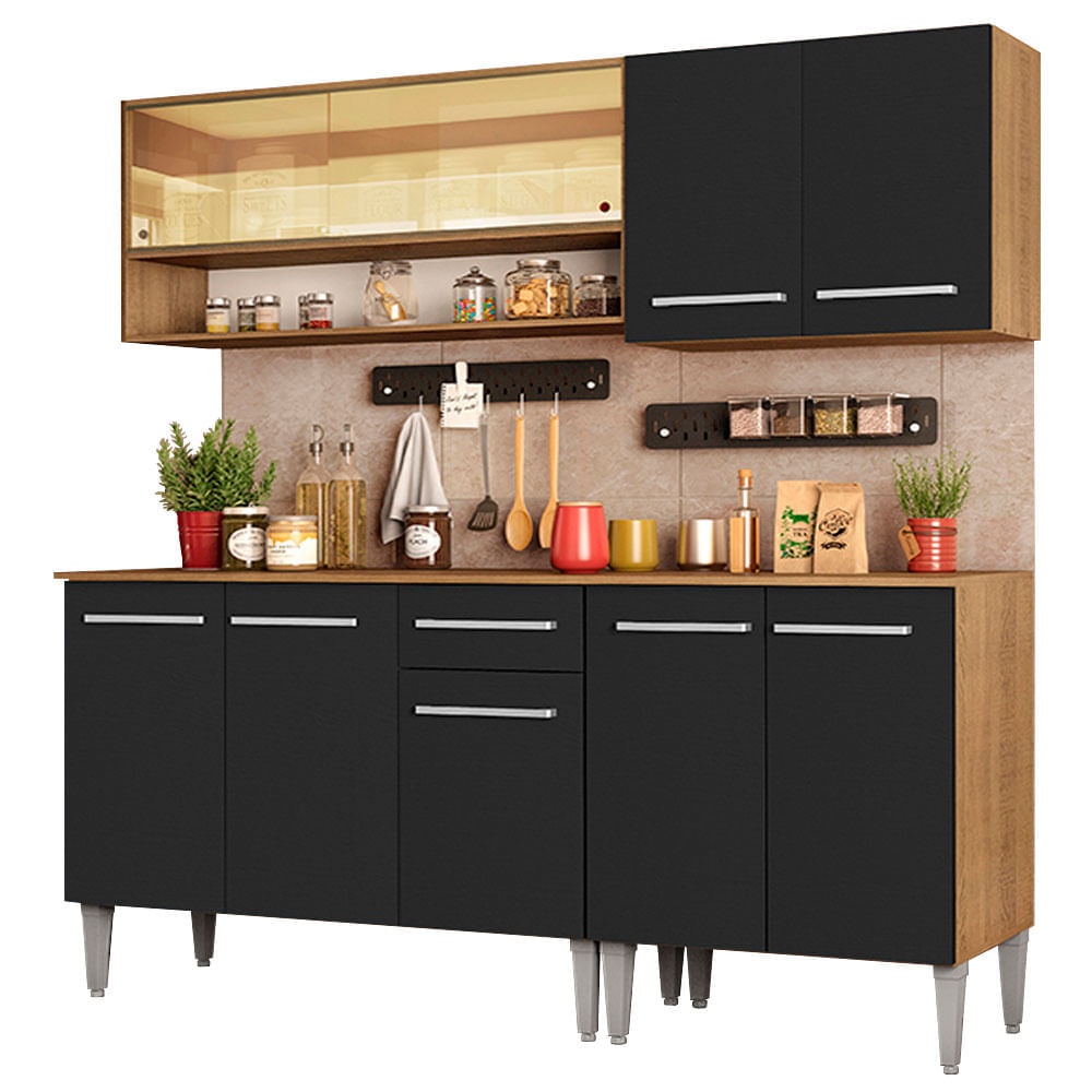 Mueble de Cocina Integral Emilly Dance 169 cm Marrón/Negro 07