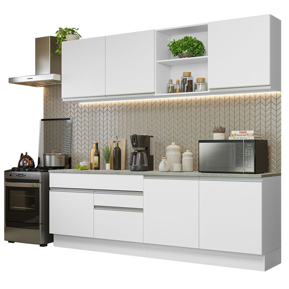 Mueble de Cocina Integral Glamy 240 cm Blanco 06