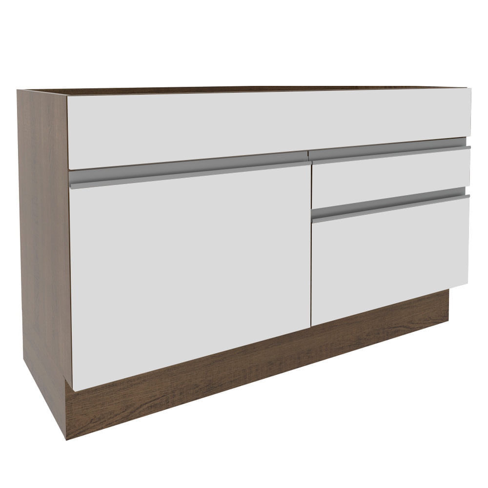 Mueble de Cocina 1 Puerta y 2 Cajones Glamy 120 cm Marrón/Blanco