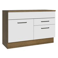 Mueble de Cocina 1 Puerta y 2 Cajones Agata 120 cm con Encimera Marrón/Blanco