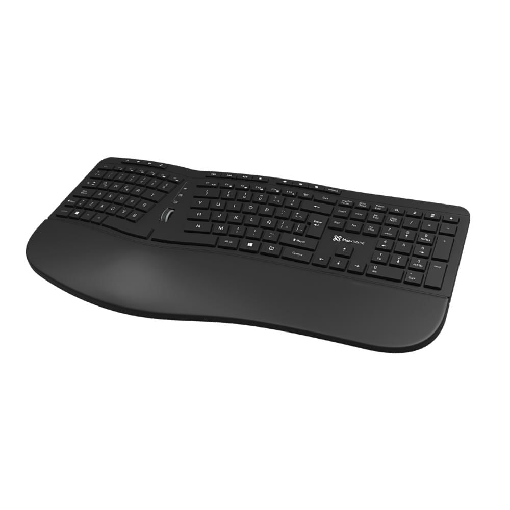 Teclado Ergonómico Klip Xtreme Transcend KBK530S Inalámbrico Dividido con Soporte para las Manos