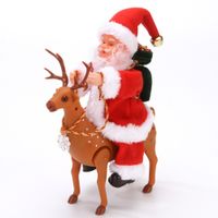 Papa Noel Sobre un Ciervo Santa Musical Montando un Reno