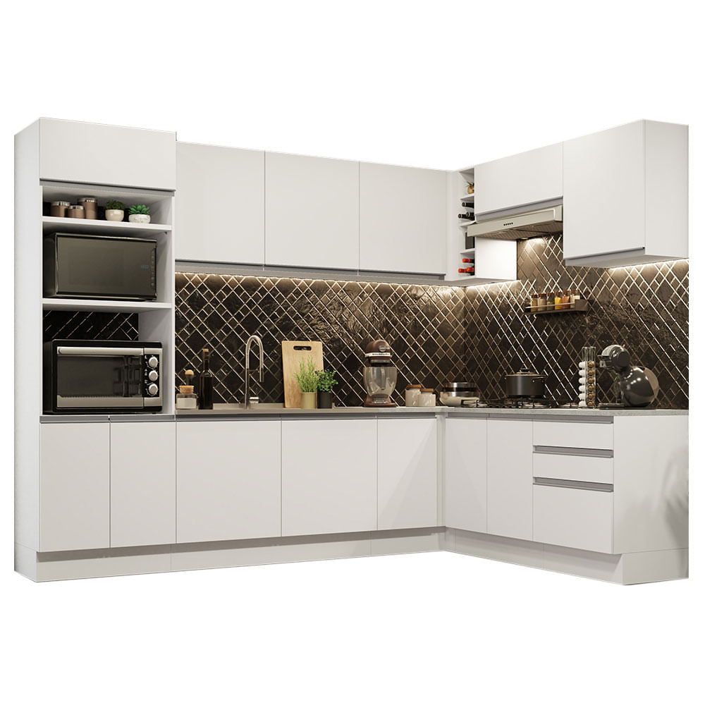 Mueble de Cocina Integral Esquinero Glamy 479 cm Blanco 01