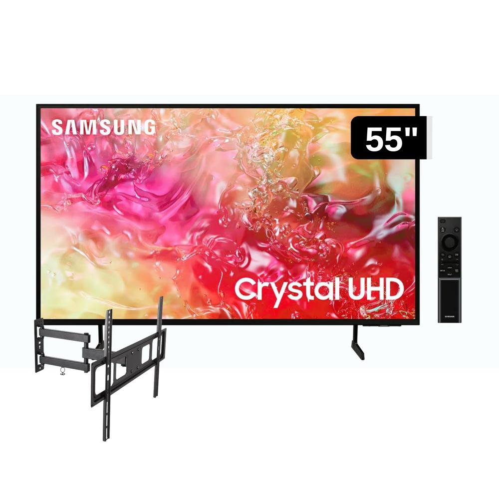 Televisor Samsung LED 55'' Crystal UHD 4K 55DU7000 Tizen OS Smart TV + Rack Giratorio