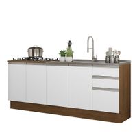 Kit 2 Muebles de Cocina 4 Puertas y 3 Cajones Glamy 200 cm Marrón/Blanco