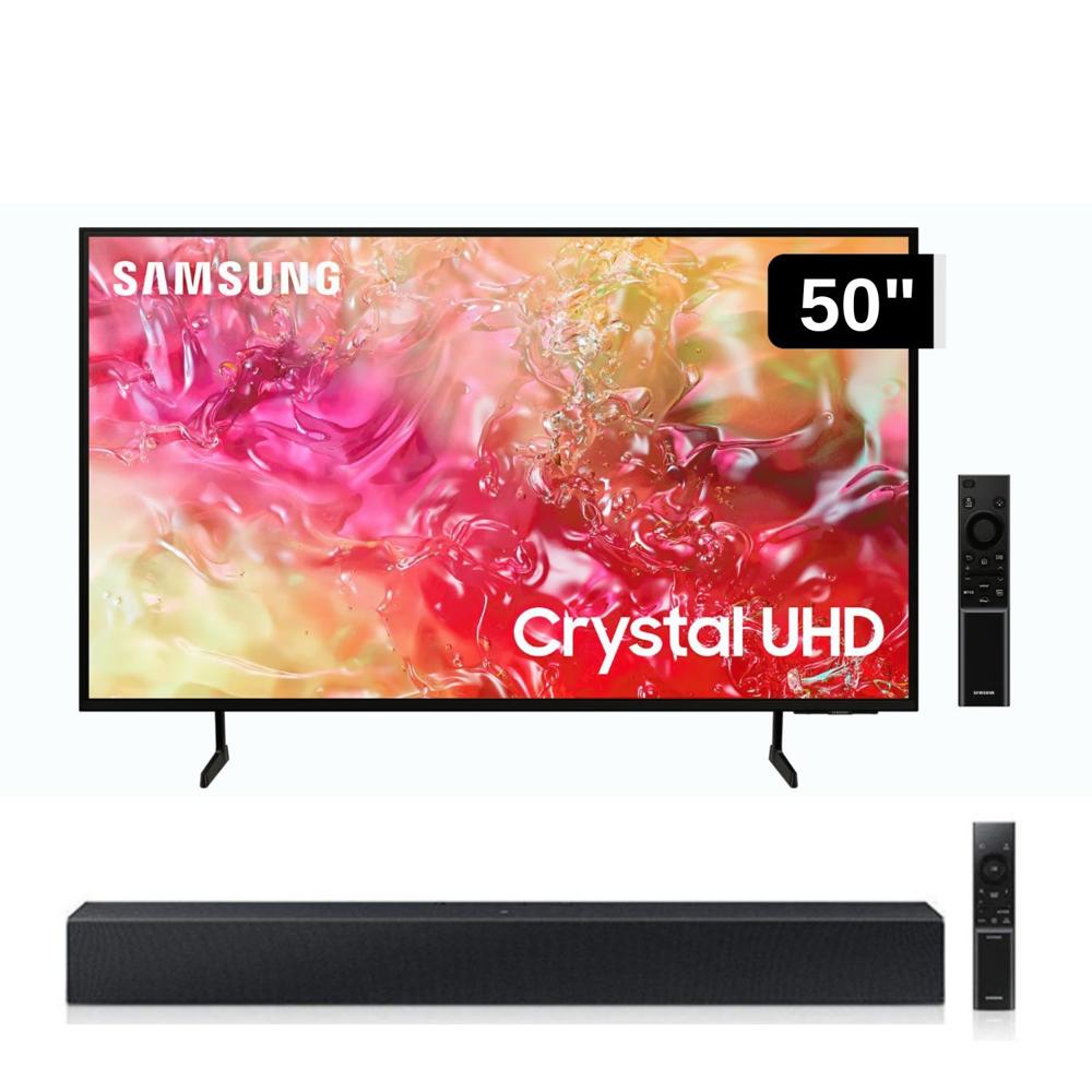 Televisor Samsung LED 50'' Crystal UHD 4K 50DU7000 Tizen OS Smart TV + Soundbar HW C400