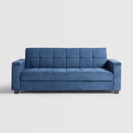 Futon Rox Con Almacenamiento Y Posavasos Azul