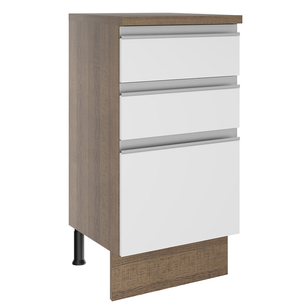 Mueble de Cocina 3 Cajones Glamy 40 cm Marrón/Blanco