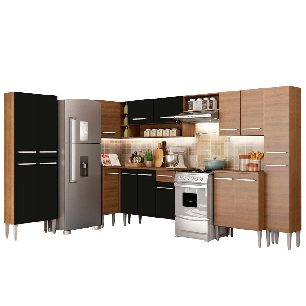 Mueble de Cocina Integral Emilly Live 513 cm Marrón/Negro 01