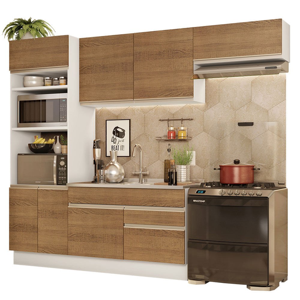 Mueble de Cocina Integral Glamy 270 cm Blanco/Marrón 15