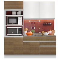Mueble de Cocina Integral Lívia 190 cm Blanco/Marrón/Blanco