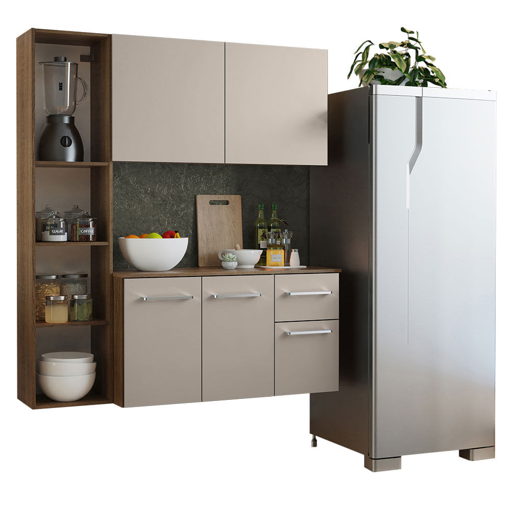 Mueble de Cocina Compacta Easy 120 cm Marrón/Crema