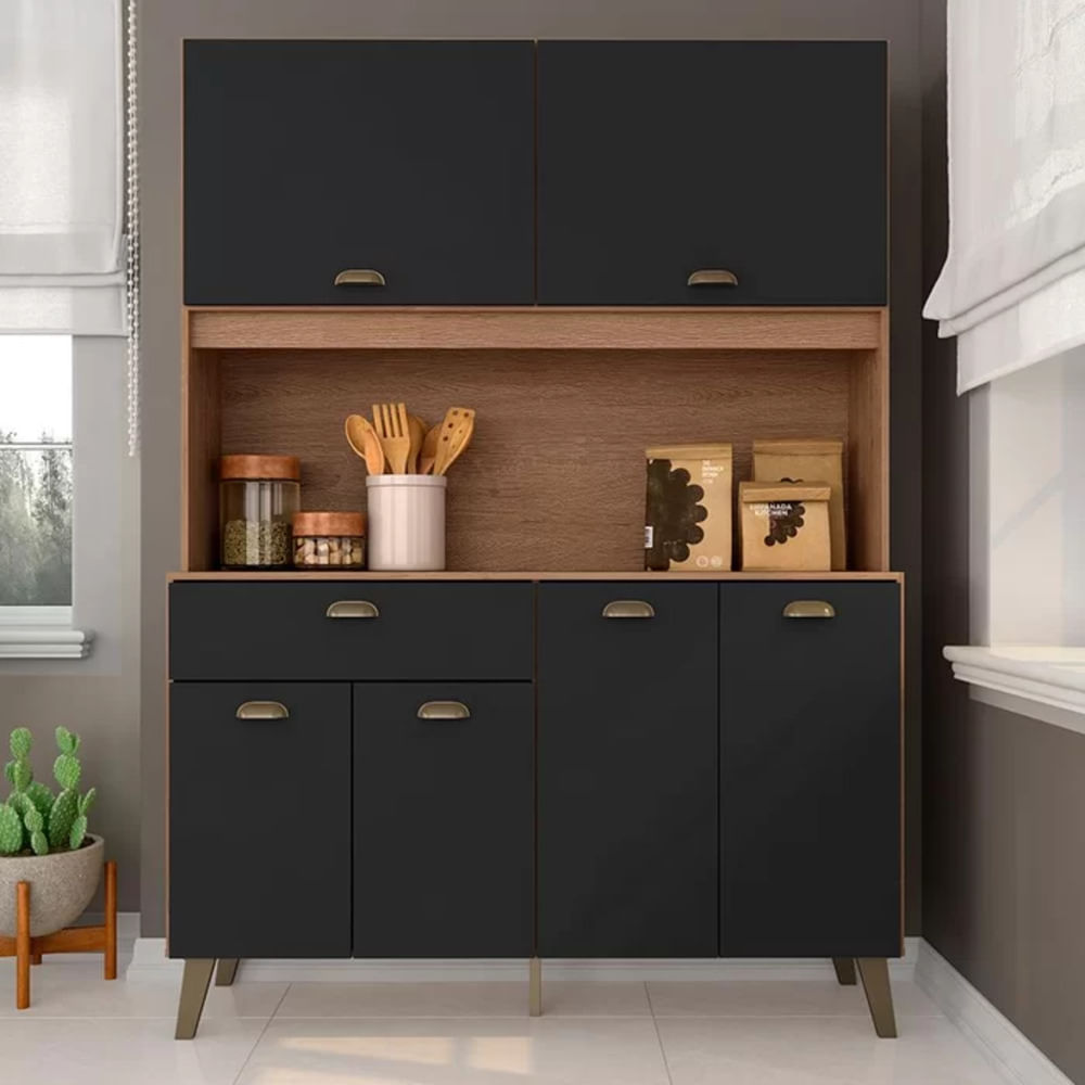 Mueble de Cocina Nodoka Marrón y Negro 6 Puertas R&R MUEBLES