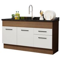 Mueble de Cocina 2 Puertas y 2 Cajones Agata 150 cm Marrón/Blanco