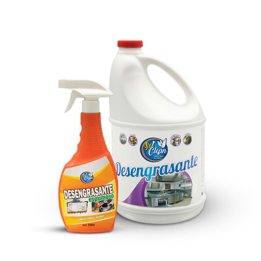 Pack Desengrasante Cocina Espumoso Sol Clean 4 Lt, Desengrasante Cocina Espumoso Sol Clean 0.5 Lt