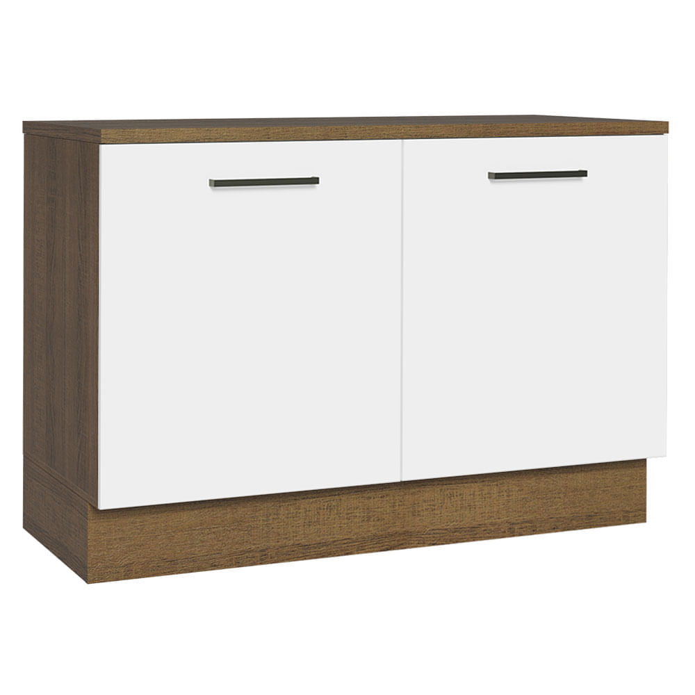 Mueble de Cocina 2 Puertas Agata 120 cm con Encimera Marrón/Blanco