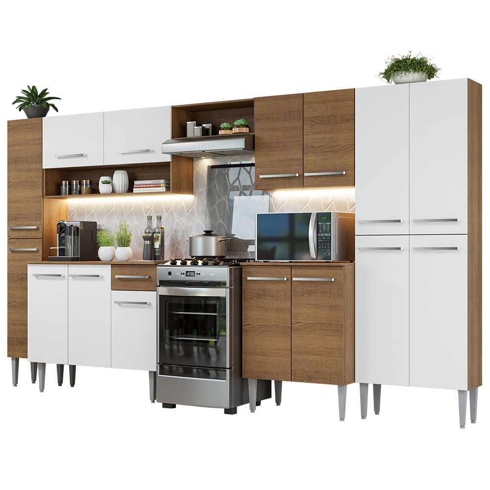 Mueble de Cocina Integral Emilly 325 cm Marrón/Blanco 02
