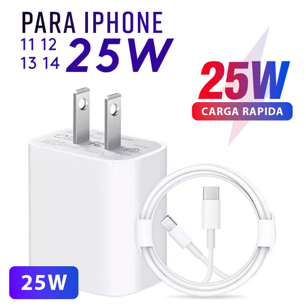 Cargador para Iphone 12 13 14 15 de 25W Carga Rápida - Generico