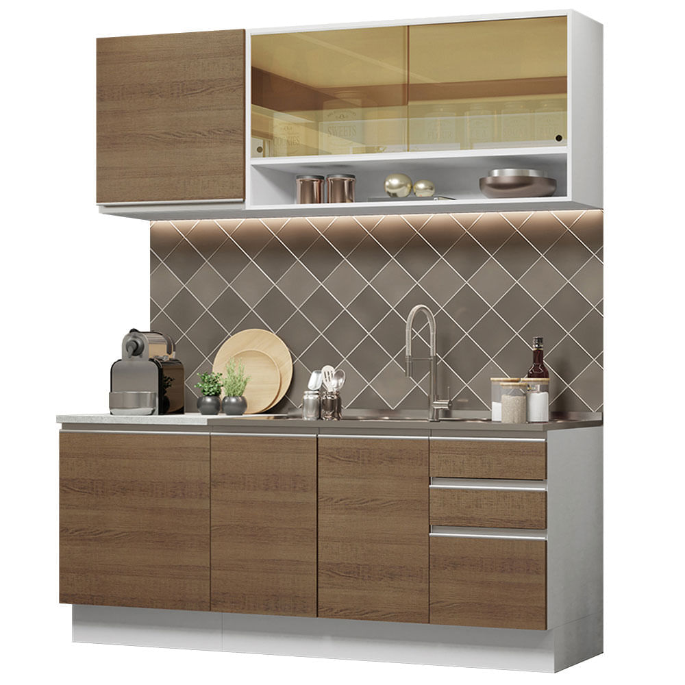 Mueble de Cocina Integral Glamy 180 cm Blanco/Marrón 06