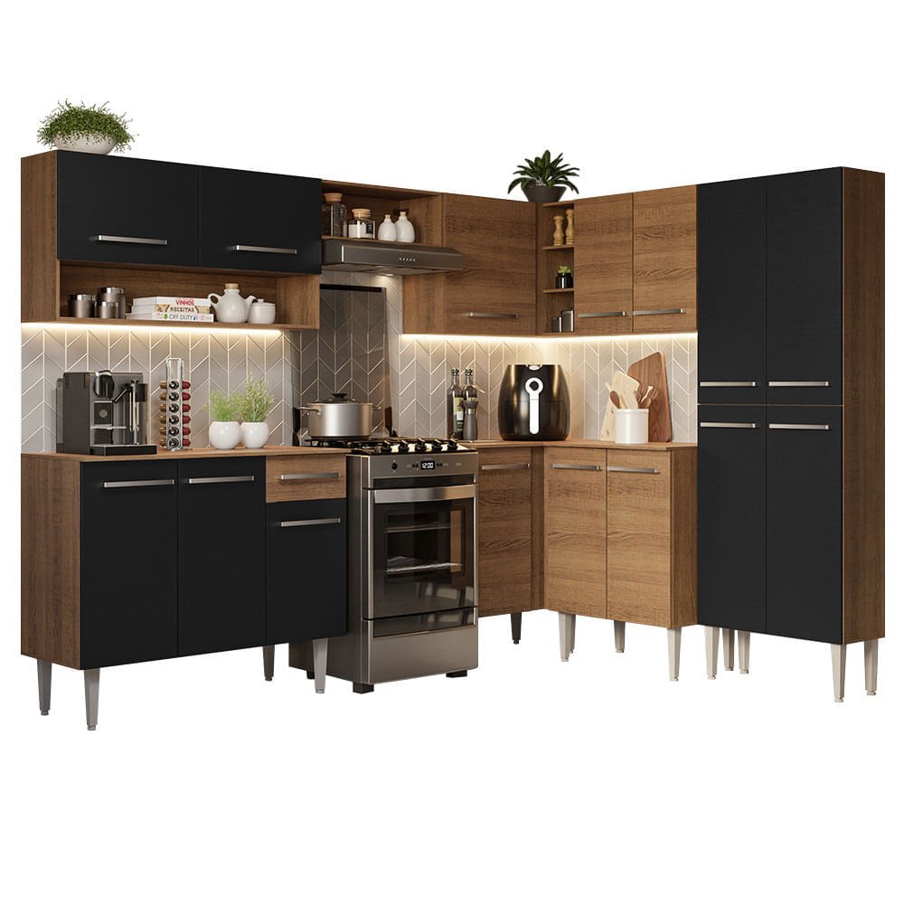 Mueble de Cocina Integral Emilly 417 cm Negro/Marrón 02