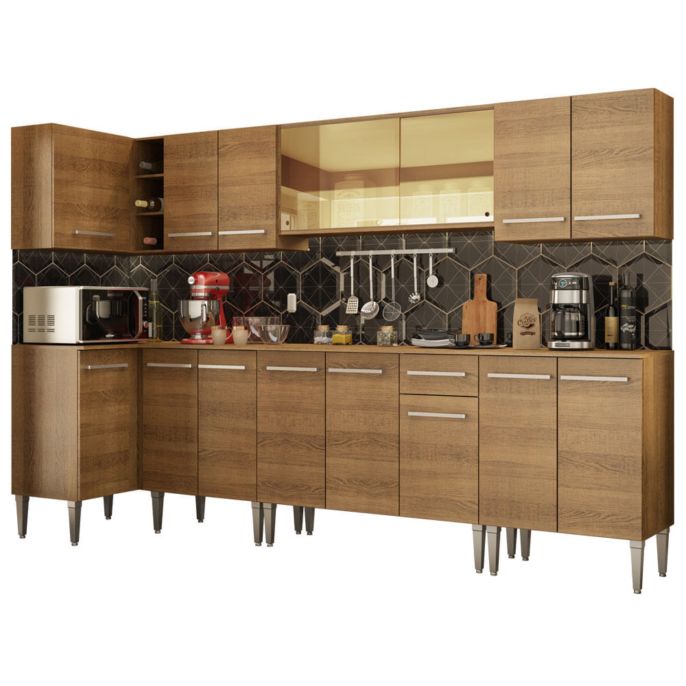 Mueble de Cocina Integral Emilly Mega 357 cm Marrón 03