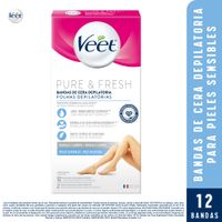 Bandas Depilatorias Corporales VEET Pure para Piel Sensible Caja 12un