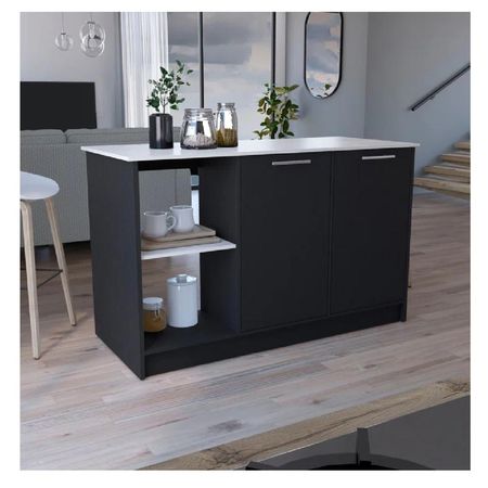 Mueble de Cocina Multiusos TU MESITA Mercury color Negro/Blanco 2 puertas