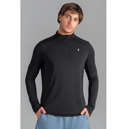 Polera Deportiva con Cierre Medio para Hombre Black Onyx Talla S