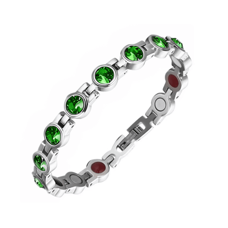 Pulsera Magnética Saludable Con Brillantes de Swarovski Green x 18 cm