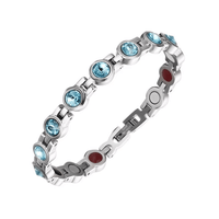 Pulsera Magnética Saludable Con Brillantes de Swarovski Light Blue x 18 cm