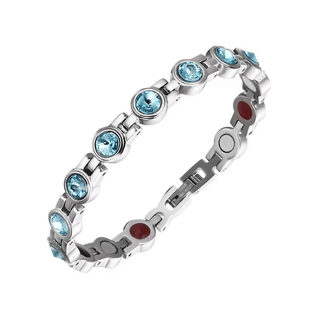 Pulsera Magnética Saludable Con Brillantes de Swarovski Light Blue x 18 cm