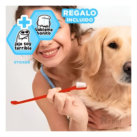 Cepillo para Limpieza Dental Canina de 3 Piezas Y+Stickers