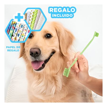 Cepillo de Dientes para Perro de 3 Piezas Y+Papel de Regalo