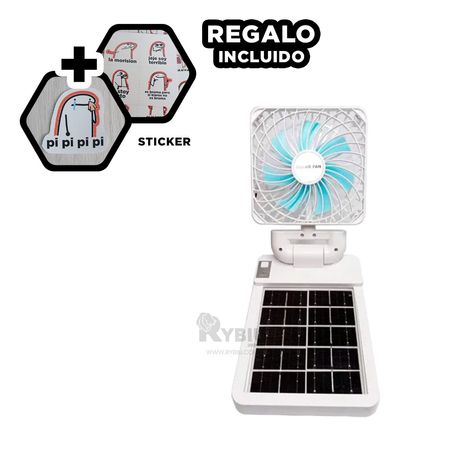 : Ventilador Seguro Recargable en Color Blanco Y+Stickers