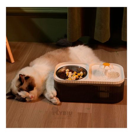 Fuente de Comida y Agua para Gato en Color Blanco Y+Agendita