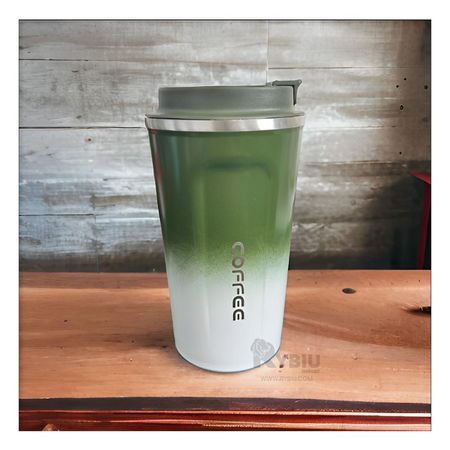 Taza de Bebidas Calientes Verde con Blanco Y+Regalo Agendita