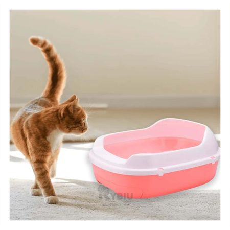 Arenero Amplio para Felinos en Tono Rosado Y+Papel de Regalo