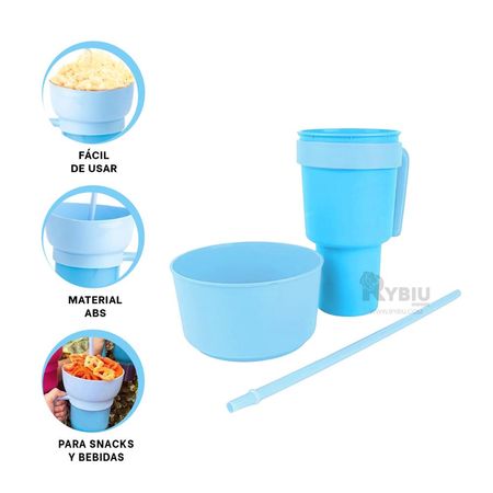 Taza para Refresco en Tono Celeste Y+Banderitas Adhesivas