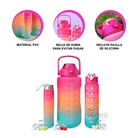 Set de Bidones Trio de Excursiones Fucsia Y+Gift Stickers