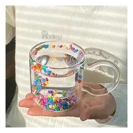 Taza Eficaz de Doble Capa de Corazones 340ML Transparente