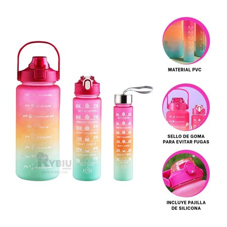 Botella para Paseos con Tapa Fucsia Y+Ligas de Regalo