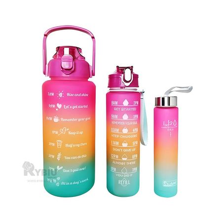 Set Juego de Botellas con Tapa en Fucsia Y+Regalo Stickers