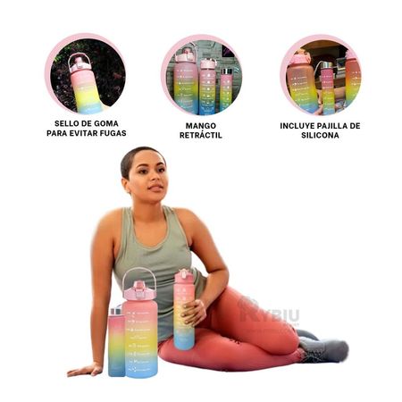 Botella para Paseos con Tapa Rosada Y+Ligas de Regalo