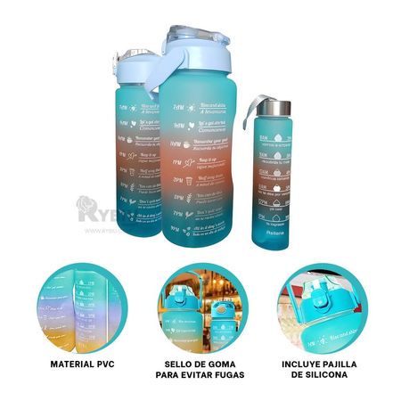 Botella para Paseos con Tapa Celeste Y+Ligas de Regalo