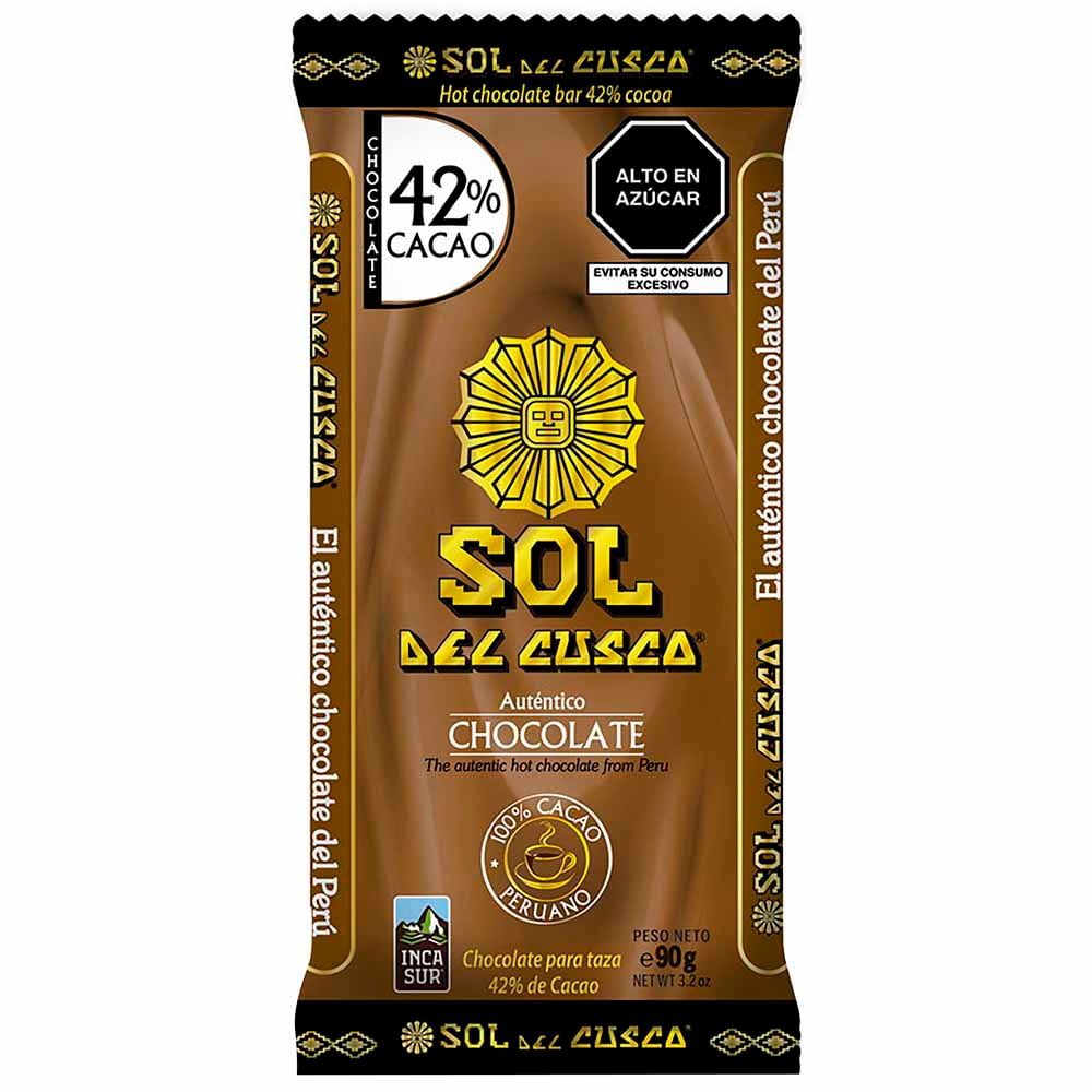 Chocolate para Taza SOL DEL CUSCO 42% Cacao Tableta 90g