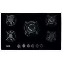 Cocina Empotrable a Gas SOLE 5 Quemadores Vidrio Templado SOLCO059 Negro