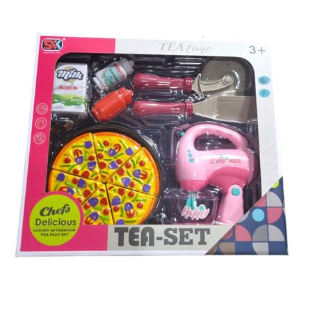 Set de Juego de Cocina para Niños con Pizza y Licuadora: Hora del Té Imaginativa