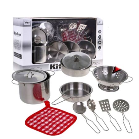 Set de Cocina de Juguete de Acero Inoxidable para Niños de Metal