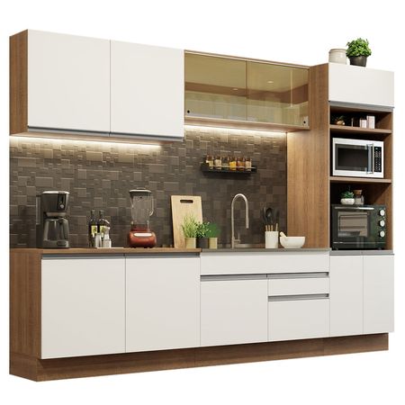 Mueble de Cocina Integral Glamy 310 cm Marrón/Blanco 01