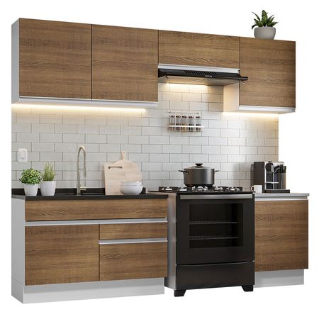 Mueble de Cocina Integral Glamy 260 cm Blanco/Marrón 04